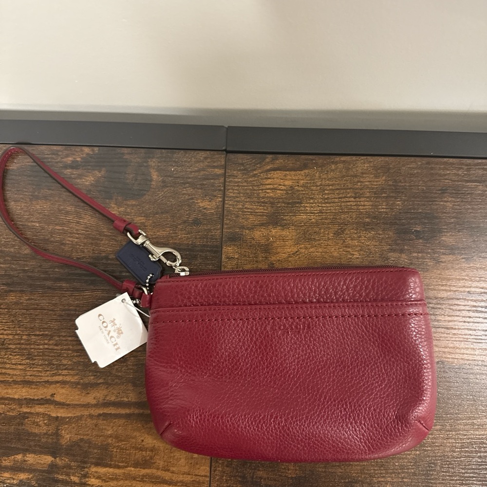 Coach Cherry Red Leather Wristlet
